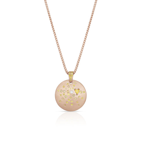 adorned in a yellow diamond heart and natural fancy diamonds in mixed colors <span class='visuallyhidden'>Call, text 323-404-2959 for shopping help.</span>